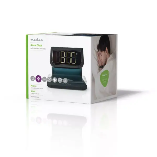 Ceas cu alarma Nedis incarcator wireless Qi lumina multicolora negru - imagine 15