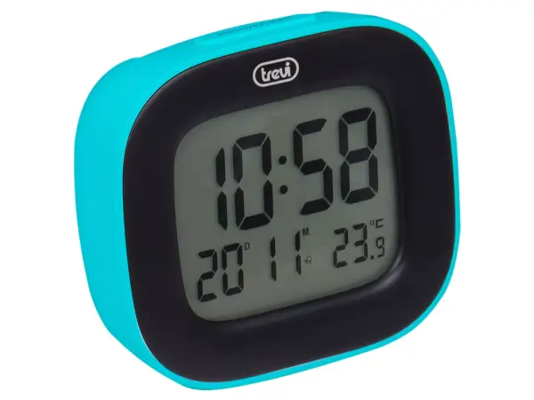 Ceas desteptator cu LCD SLD 3875 cu termometru si calendar turcoaz Trevi - imagine 2