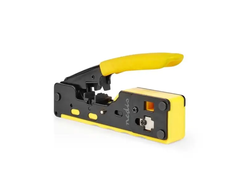 Cleste de sertizare Nedis pass through CAT5 CAT5e CAT6 CAT6a CAT7 RJ12 RJ45 galben CCGG89510BK