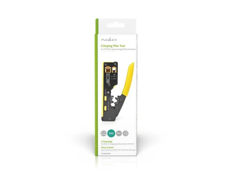Cleste de sertizare Nedis pass through CAT5 CAT5e CAT6 CAT6a CAT7 RJ12 RJ45 galben CCGG89510BK