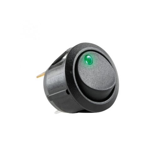 Comutator basculant 12V 20A ON-OFF cu retinere 1 contact cu LED verde incastrare 20 mm