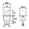 Comutator cu brat 1 circuit OFF-ON 6A 250V verde cu retinere - imagine 2