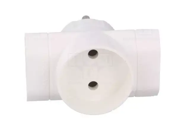 Conector AC supply splitter Layout 2P Type round flat white TIMEX-ELEKTRO R-1 - imagine 2
