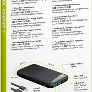 Fast Charge Power Bank acumulator extern 10000mAh USB type C PD QC 3.0 Goobay