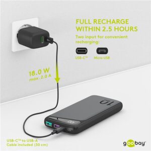 Fast Charge Power Bank acumulator extern 10000mAh USB type C PD QC 3.0 Goobay