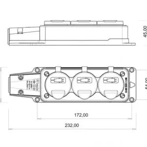 Fisa SCHUKO cauciuc cu capac Bemis BK1-1402-3613 2P+E 3 iesiri 16A 250V IP54