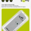 Hub 4 port USB 2.0 HI-SPEED 480MB/s gri cablu 6cm 68879 Goobay - imagine 2