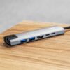 HUB 6in1 USB TYPE C - HDMI v1.4 3840x2160px 30Hz + 2x USB3.0/2.0 + 2x USB TYPE C + RJ45 Kruger&Matz - imagine 4