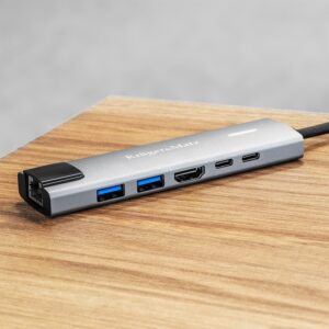 HUB 6in1 USB TYPE C - HDMI v1.4 3840x2160px 30Hz + 2x USB3.0/2.0 + 2x USB TYPE C + RJ45 Kruger&Matz