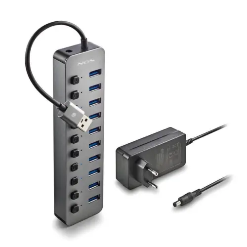 HUB USB 3.0 NGS iHub10 cu 10 porturi si alimentator inclus