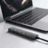 Hub USB multifunctional Delight HDMI + USB Type-C 3.0 + 3x USB-A /1x USB Type-C 5Gbps 100W negru 55064 - imagine 2