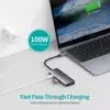HUB USB Type C - 1x HDMI 3x USB 3.0 SD PD 100W Choetech M19 gri - imagine 4