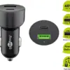 Incarcator 12-24V auto rapid dublu USB si USB type C PD 3A 48W Goobay - imagine 7