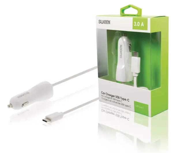 Incarcator auto 12-24V - USB Type C 3A alb Sweex - imagine 4