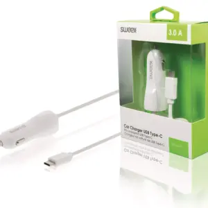 Incarcator auto 12-24V - USB Type C 3A alb Sweex