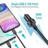 Incarcator auto 2x USB Type C PD 3.0 36W Choetech C0054 - imagine 4