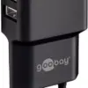 Incarcator de retea dual 2x USB 2.4A negru Goobay