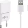 Incarcator de retea dual 2x USB cu cablu micro USB 2.4A alb Goobay