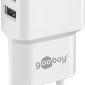 Incarcator de retea dual 2x USB cu cablu micro USB 2.4A alb Goobay