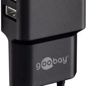 Incarcator de retea dual 2x USB cu cablu micro USB 2.4A negru Goobay