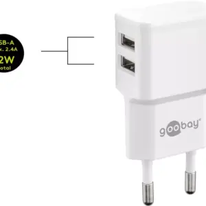 Incarcator dual Apple Lightning USB 2.4A 12W 1m alb Goobay