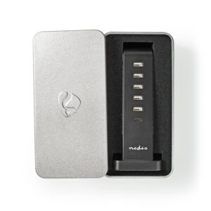Incarcator multiport de familie Nedis 5x USB 2.1A (max) 45W + 1x USB type C 30W PD negru