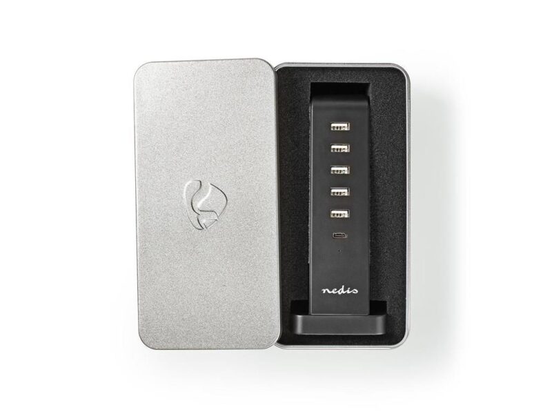 Incarcator multiport de familie Nedis 5x USB 2.1A (max) 45W + 1x USB type C 30W PD negru