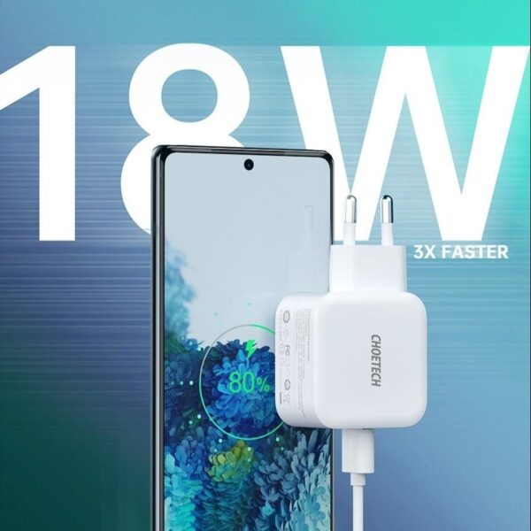 Incarcator retea 1x USB TYPE C PD 38W QC 3.0 1x USB-A alb Choetech PD5002 - imagine 2