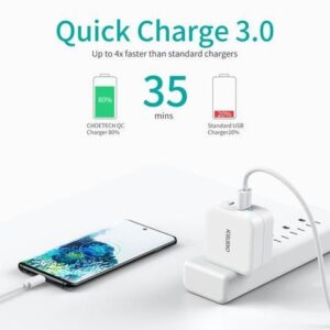 Incarcator retea 1x USB TYPE C PD 65W QC 3.0 1x USB-A alb Choetech PD8002