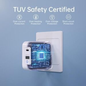 Incarcator retea 1x USB TYPE C PD 65W QC 3.0 1x USB-A alb Choetech PD8002