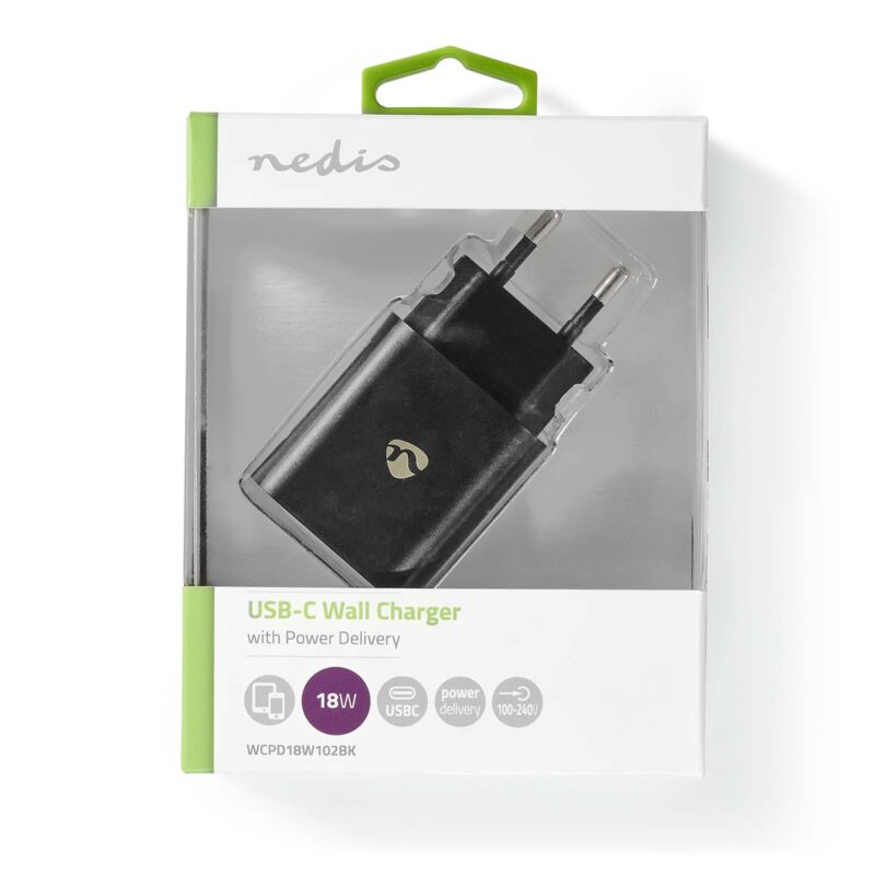 Incarcator retea 3A 1-iesire USB type C PD 18W negru Nedis
