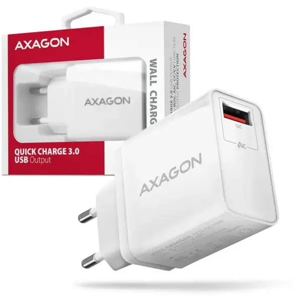 Incarcator retea AXAGON ACU-QC19W 2x USB type A QC3.0 19W alb - imagine 3