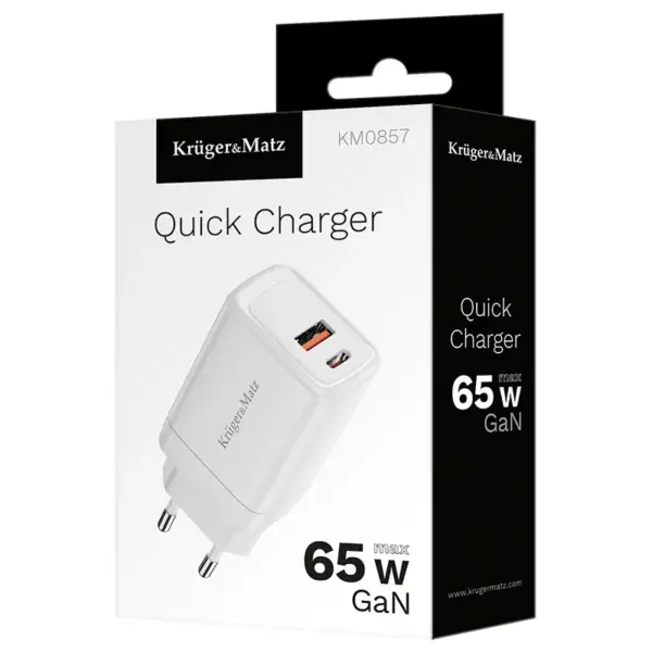 Incarcator retea GaN Kruger&Matz KM0857 65W cu USB-C Power Delivery si USB-A Quick Charge - imagine 4