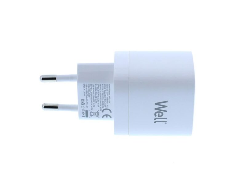 Incarcator retea USB Well GaN USB TYPE C PD30W + USB-A 30W PPS 33W alb