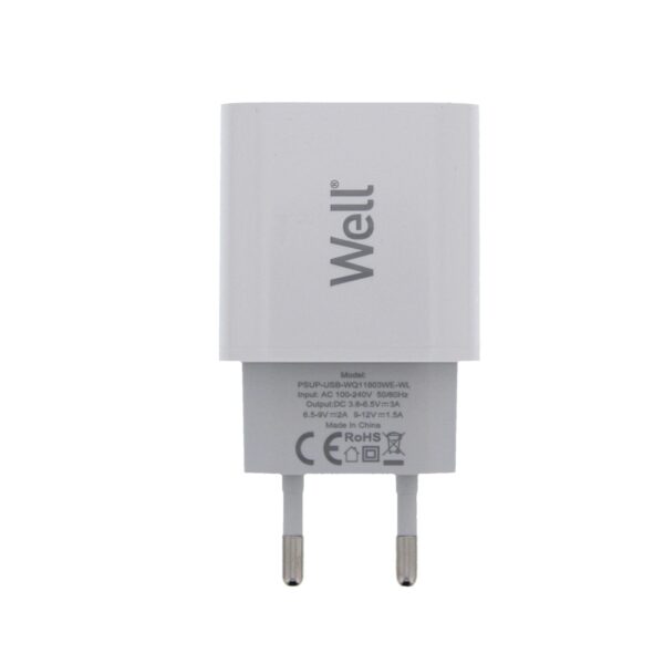 Incarcator retea Well 1x USB A QC3.0 18W alb PSUP-USB-WQ11803WE-WL - imagine 2