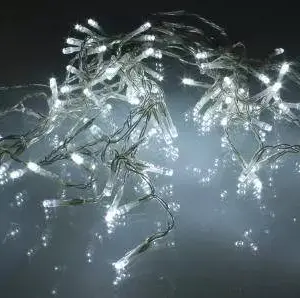 Instalatie luminoasa cu turturi 100 LEDuri albe lumina rece cu jocuri de lumini cablu transparent WELL