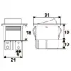 Interupator basculant 4 pini 1 circuit 16A 250V OFF-ON rosu 21.7x28.5mm - imagine 2