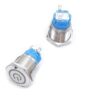 Intrerupator buton SW 2 OFF-(ON) fara retinere metal 16mm 12-24V LED albastru - imagine 2
