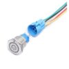 Intrerupator buton SW 3 OFF-(ON) fara retinere metal 19mm 12-24V LED albastru