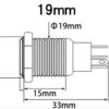 Intrerupator buton SW 3 OFF-(ON) fara retinere metal 19mm 12-24V LED albastru - imagine 3