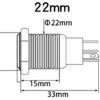 Intrerupator buton SW 4 ON-OFF cu retinere metal 22mm 12-24V LED albastru - imagine 3