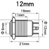 Intrerupator buton SW1 OFF-(ON) fara retinere metal 12mm 12-24V LED albastru - imagine 2