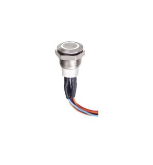 Intrerupator buton SW1 OFF-(ON) fara retinere metal 12mm 12-24V LED albastru