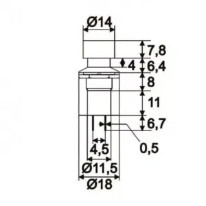 Intrerupator cu apasare 1 circuit 1A 250V OFF-ON negru cu retinere