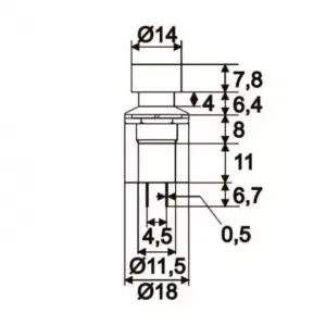 Intrerupator cu apasare 1 circuit 1A 250V OFF-ON rosu cu retinere