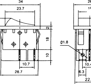 Intrerupator ROCKER DPST 4 pini 2 pozitii OFF-ON 15A 250VAC cu retinere negru Ninigi RS2013C3BK