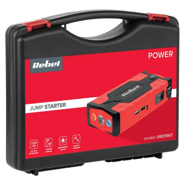 Jump Starter 10000mAh Rebel + Power Bank si Compresor auto URZ0967 - imagine 5
