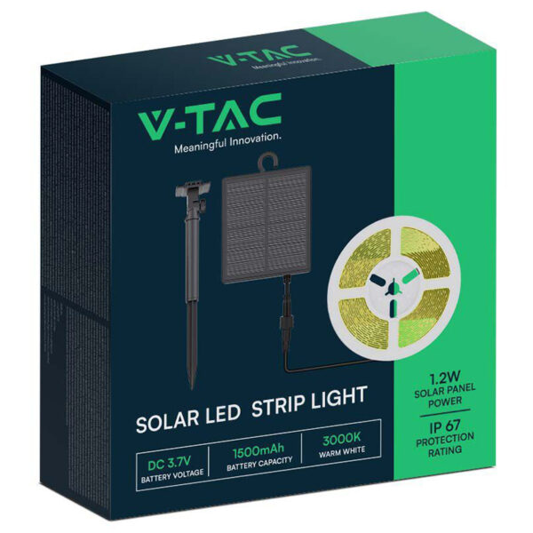 Kit banda LED 3000K incarcare solara IP67 V-tac SKU-23044 - imagine 3