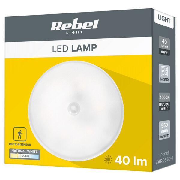 Lampa 6xLED SMD 0.6W 40lm 4000K alb neutru cu magnet senzor de micare si acumulator ZAR0550-1 - imagine 8