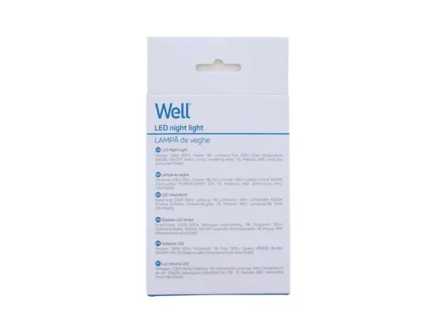 Lampa de veghe Well LEDNC-ARON-WL LED 1W 50lm 6500K cu intrerupator ON/OFF - imagine 4